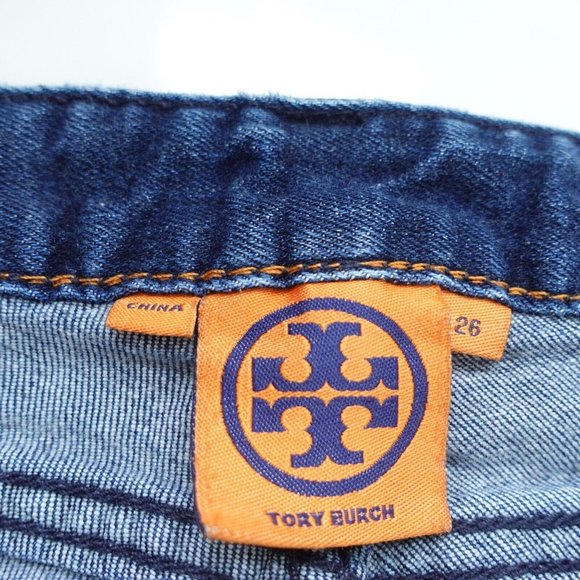 TORY BURCH Jeans Women 26 Blue‎ Denim Cropped Skinny Low Rise Medium Wash 26x24 - Picture 3 of 10